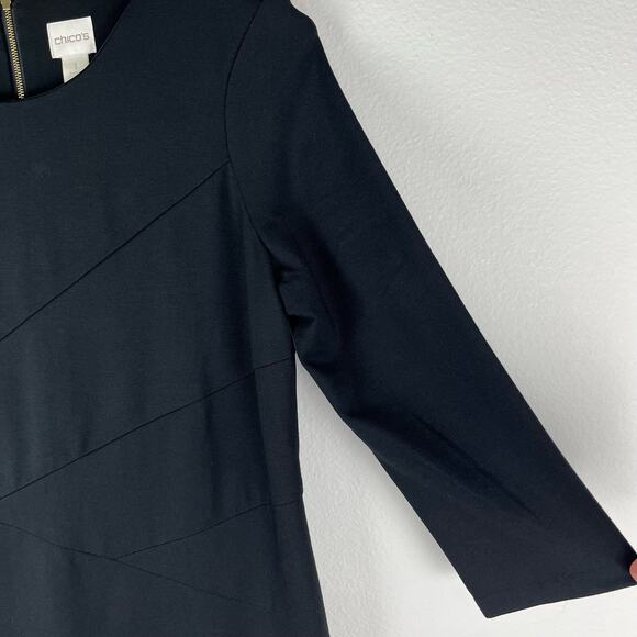 Chicos Angled Seam Wendi Dress Black Size Medium 8 - Picture 7 of 12